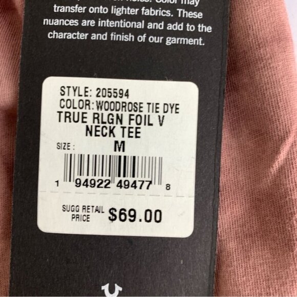 NWT True Religion Womens Tie-Dye Foil V-Neck Tee - Picture 10 of 10
